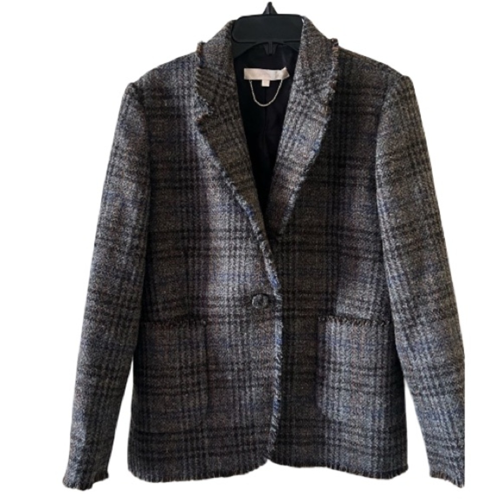 Vanessa Bruno Raw Hem Wool Check Blazer
 Size 40